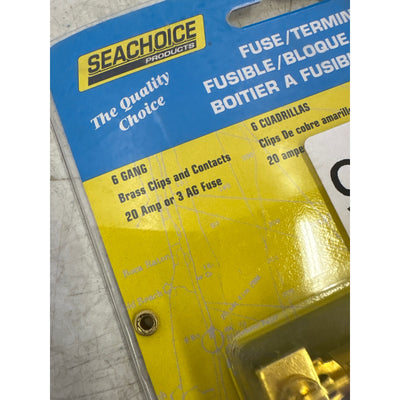 Seachoice Products 13441 6-Gang Fuse & Terminal Block, Brass Clips & Contacts