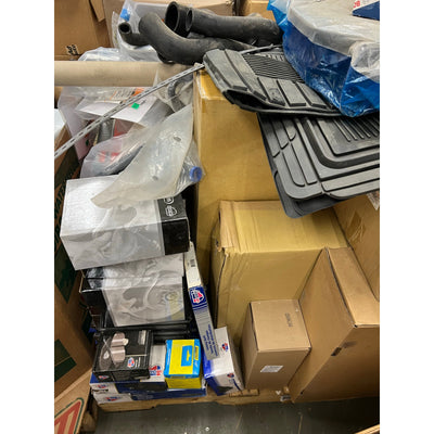 Pallet-of-75+ Pcs Auto Car Parts & Accessories Rotors, Control Arms, Brake Pads