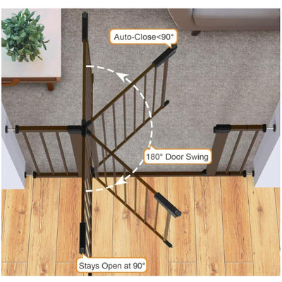 Cumbor 29.7-46" Wide Baby Gate Self Closing Dog Gate Pressure Mounted - Brown