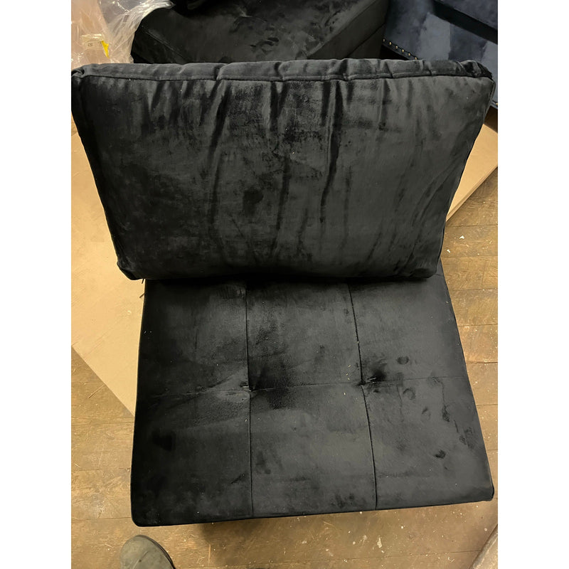 26 x 26 x 17" Chair with Storage, Seat/Ottoman Velvet Soft, Living Room - Black