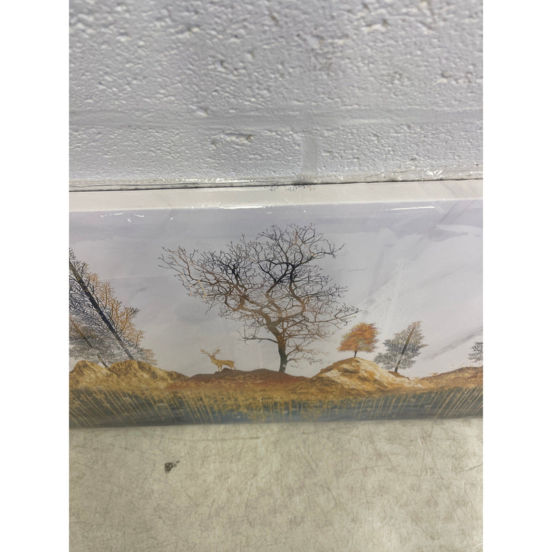 Art Canvas Mountains Forest Deer Outdoor Landscape 40 x 20 Inches Home Decor
