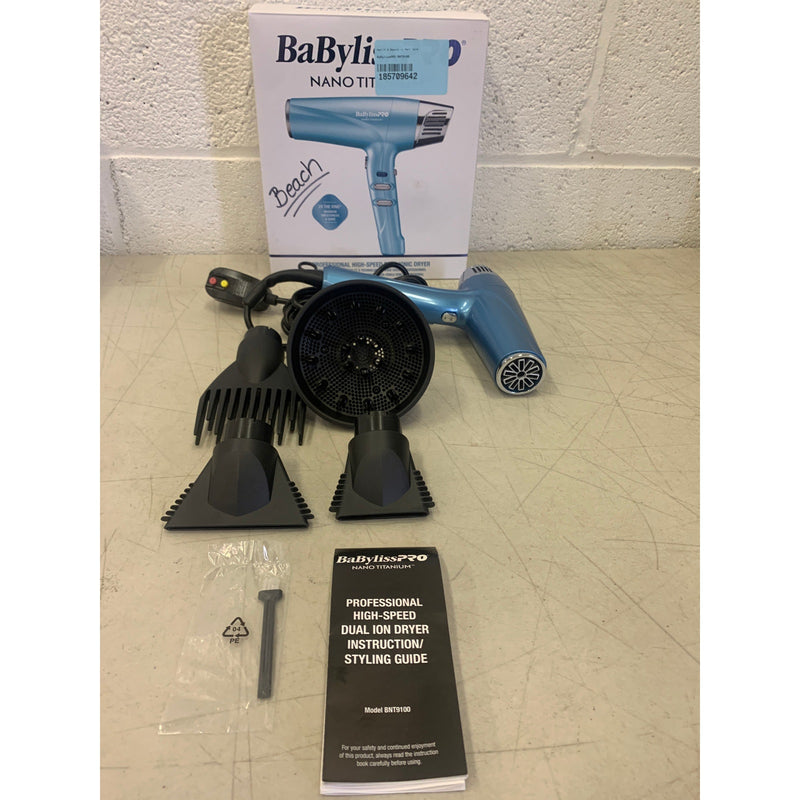 BabylissPRO Hair Dryer Nano Titanium, Professional 1875-Watt Blow Dryer Blue
