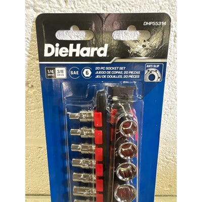 DieHard 20-Piece 1/4" and 3/8" Drive Anti-Slip Socket Set, SAE, - DHP55314