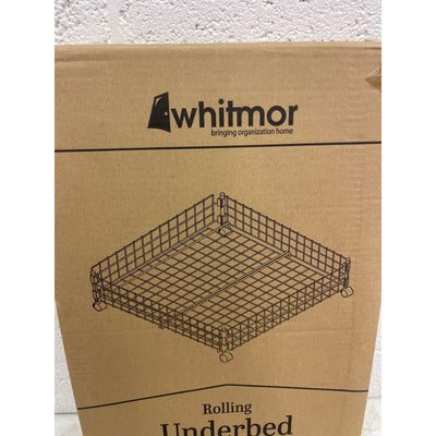 Whitmor Rolling White Wire Underbed Cart Under Bed Storage w Wheels 25"x25"x6.5"