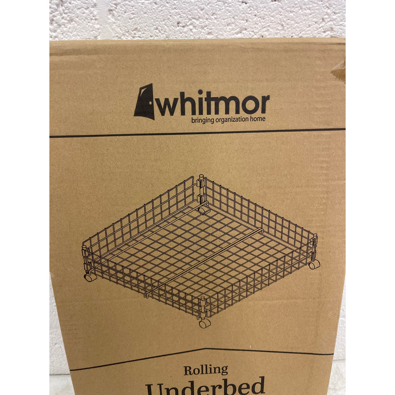 Whitmor Rolling White Wire Underbed Cart Under Bed Storage w Wheels 25"x25"x6.5"