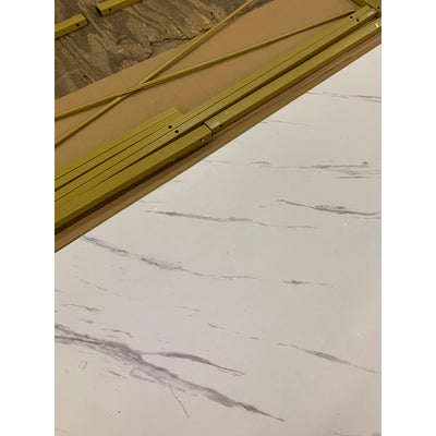 Coleshome 48" x 20" Computer Desk, White Marble Top and Gold Legs SEE DETAILS