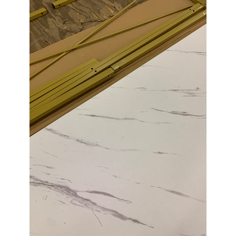 Coleshome 48" x 20" Computer Desk, White Marble Top and Gold Legs SEE DETAILS