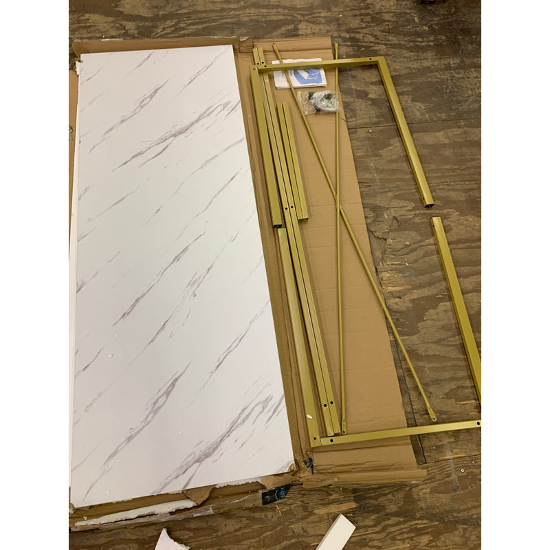 Coleshome 48" x 20" Computer Desk, White Marble Top and Gold Legs SEE DETAILS