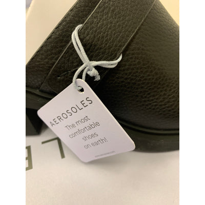 Aerosoles Grunda Comfortable Women's Molded Block Heel Mule Black Leather 9.5