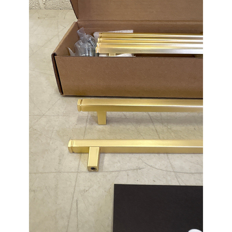 6-Pack Goo-Ki 6-1/4" Hole Center Cabinet Pulls Brushed Brass, Drawer Hardware