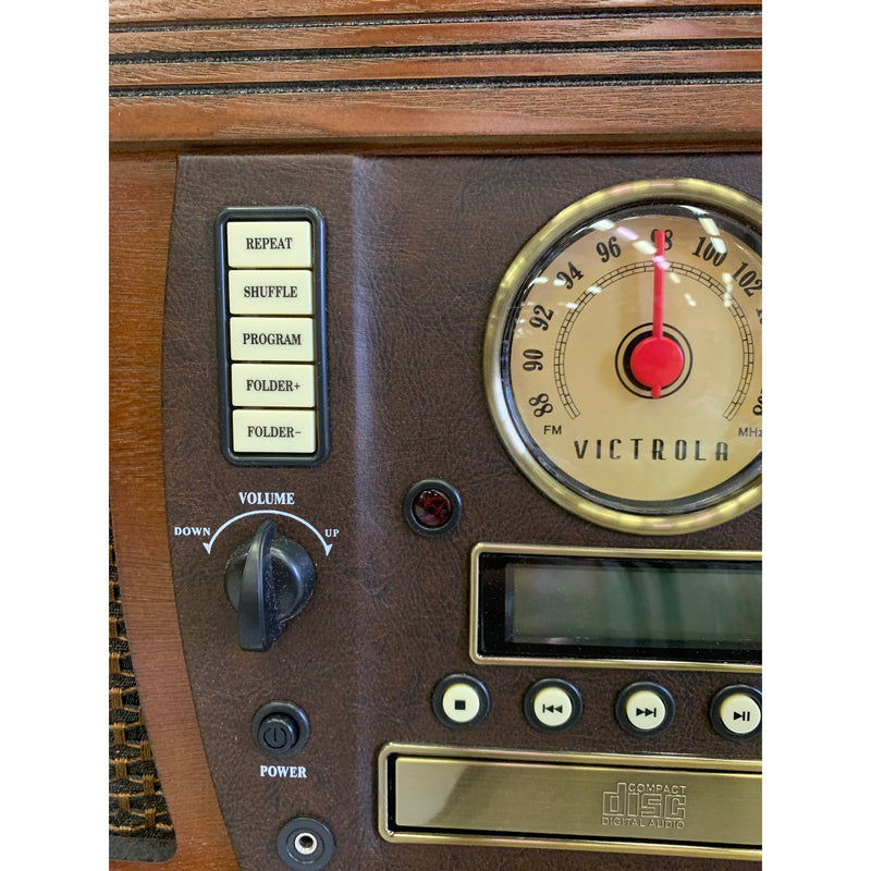 Victrola Aviator 8-in-1 Bluetooth Record Player & Multimedia Center Mahogany