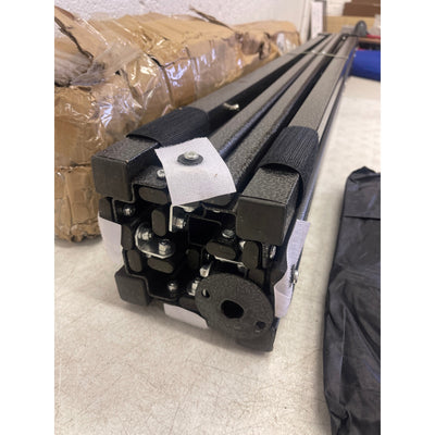 Retractable Canopy Tent UNKNOWN SIZE w Side Walls, Mesh Netting, Zipper Door Blue/Black