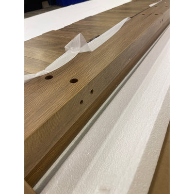 Consola estilo granja Tribesigns, 180 cm, mesa de entrada, mesa de sofá de dos niveles, marrón