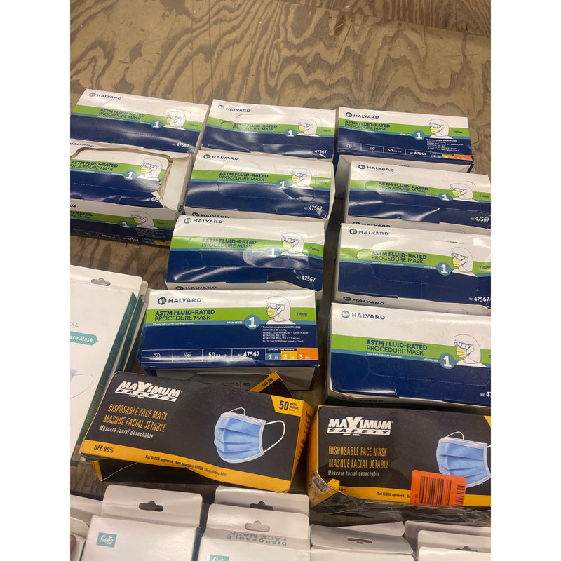 LOT OF 1000 Non-Medical Disposable Face Mask Yellow and Blue One Size Fits All