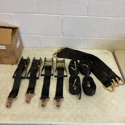 4 Pcs Auto Tie-Down Webbing Strap Belt Double J-Shaped Hook Belt Clip 4 Rings