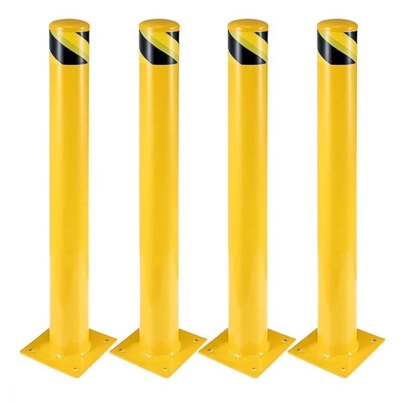 GARVEE 4-Pack 4.5" Diameter Safety Steel Bollard Posts for Security 36" Tall