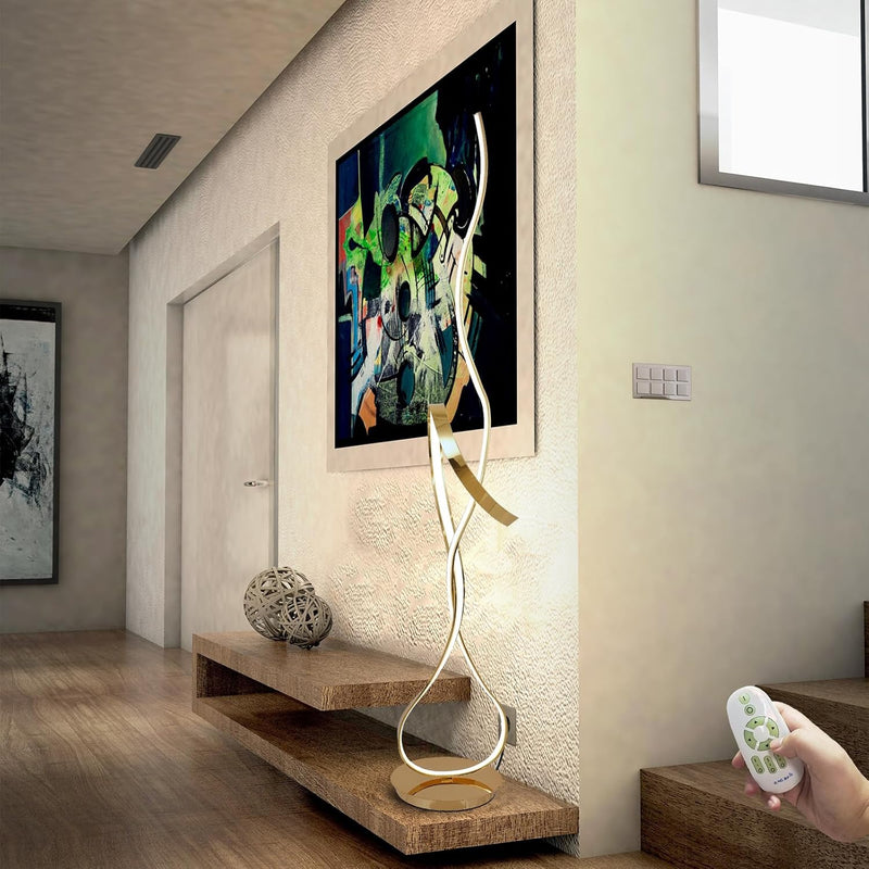 Seaweed Standing LED Floor Lamp with Remote Control, Adjustable Dimmable - Gold