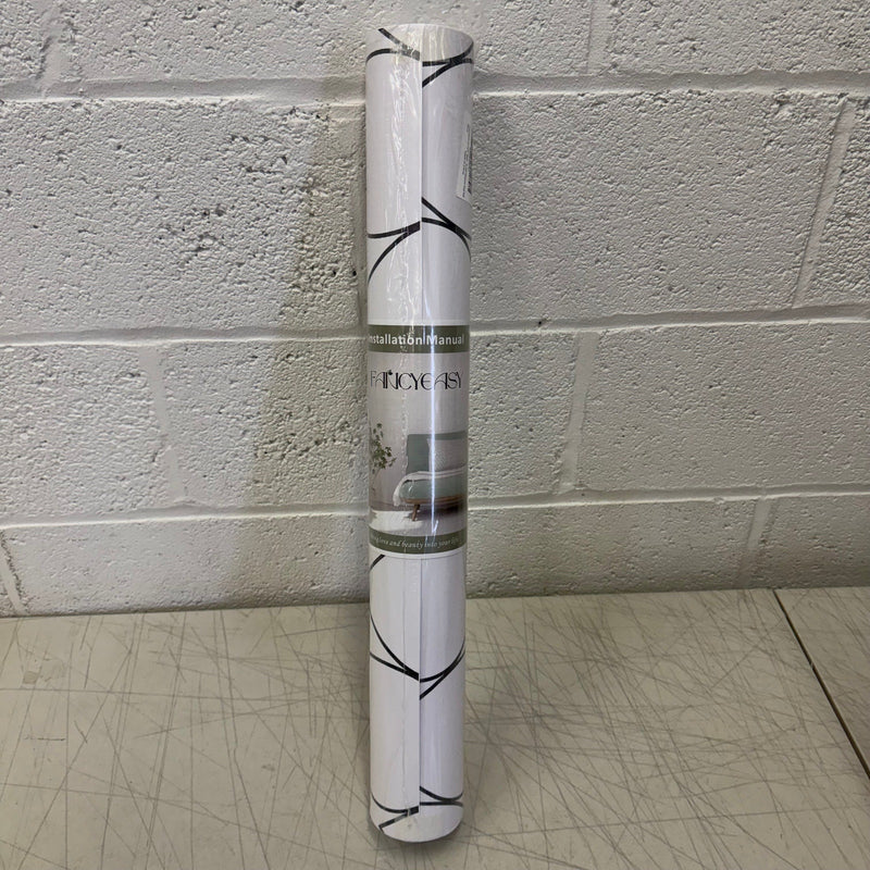 Black & White Curved Geometric Peel and Stick Wallpaper (24"x472"), Removable