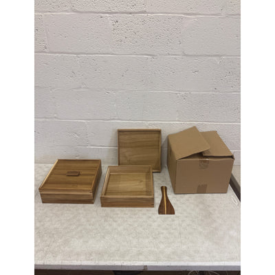 2-PACK Oranbulb Acacia Wood Pizza Dough Proofing Box w Lid 12 x 12 x 4.5in Each