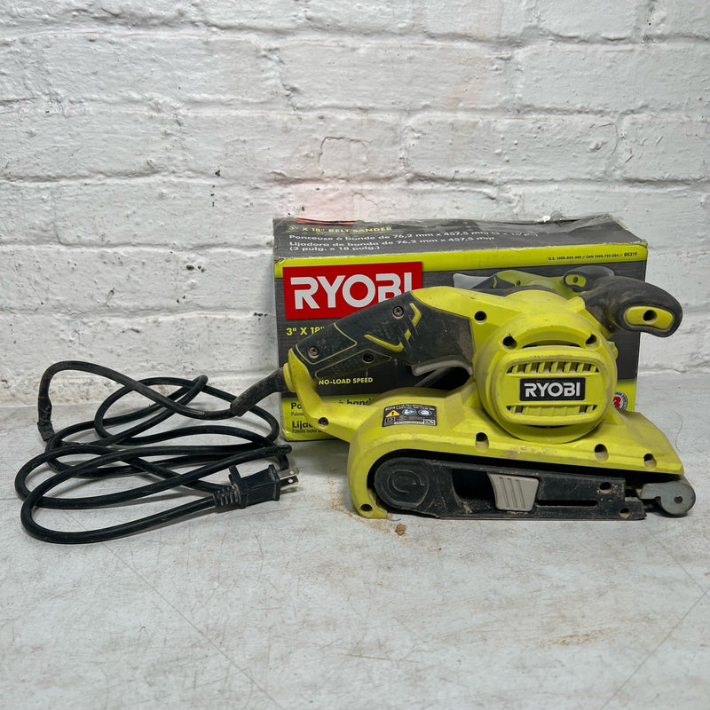 RYOBI 6 Amp Corded 3 in.W x 18 in.L Portable Belt Sander, 820 FRM, Damaged Cord