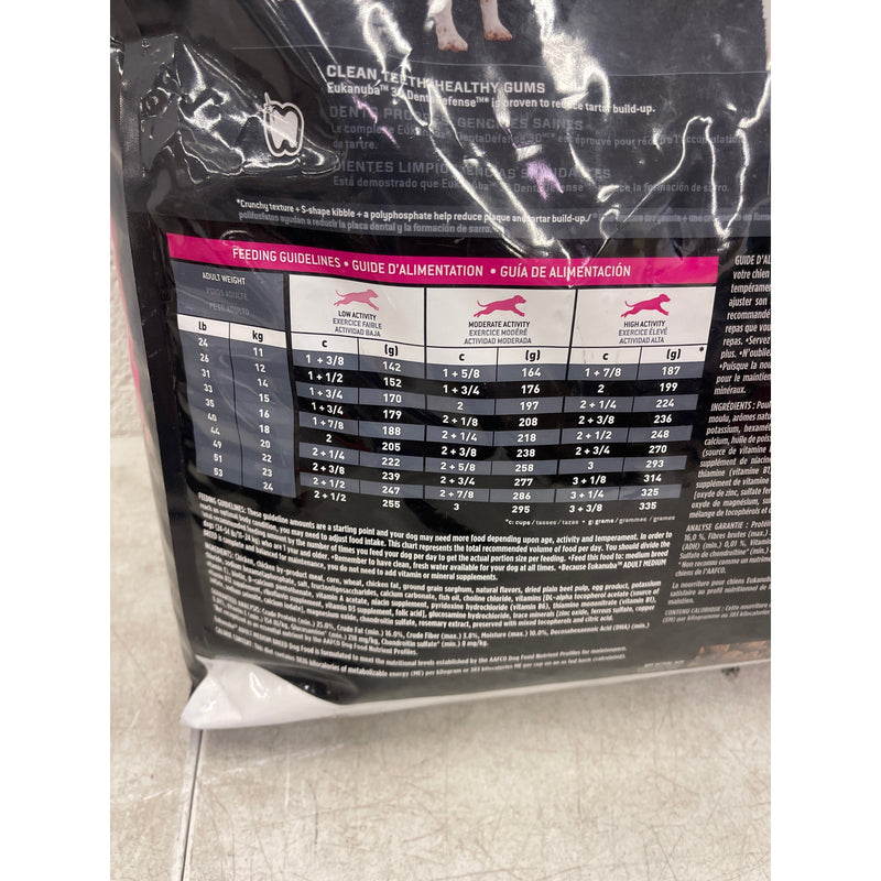 Eukanuba Adult Dry Medium Breed Dog Food, Chicken, Protein, DHA & Vitamins, 30 lbs