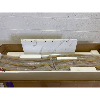 Tribesigns 59 " Faux Marble Console Table with Geometric Metal Base White & Gold