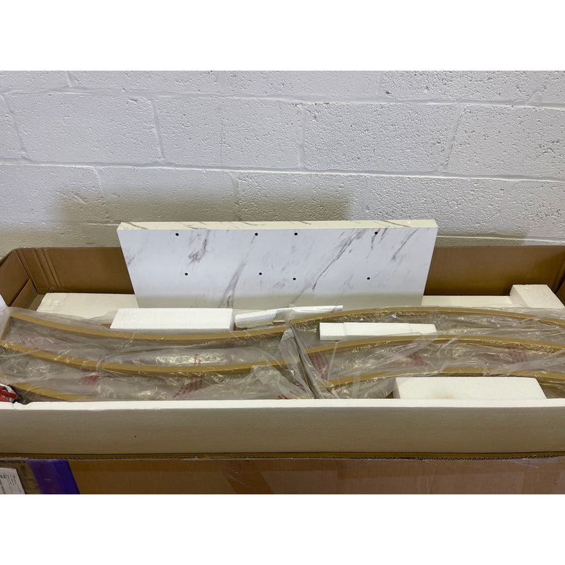 Tribesigns 59 " Faux Marble Console Table with Geometric Metal Base White & Gold