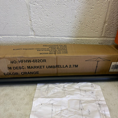 9' Market Umbrella with Tilt Waterproof Patio Umbrella, Crank Up & Down - Orange