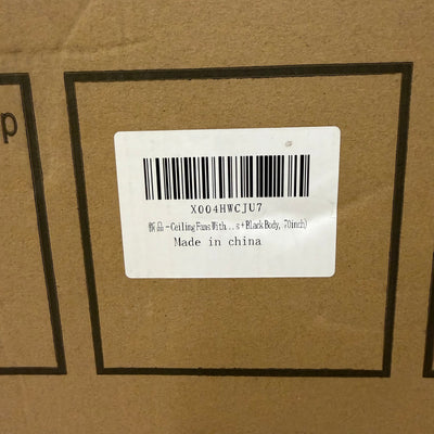 70in Ceiling Fan Without Light, 3 Wooden Blades with Black Base, Remote Control