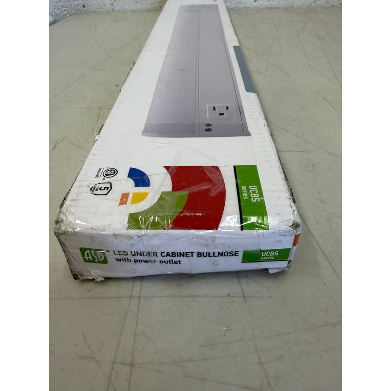 ASD LED Under Cabinet Bullnose Lighting with 1 Power Outlet, 24in 12W - White