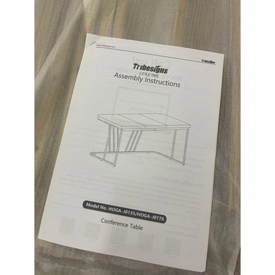 Tribesigns 63" Executive Desk Computer Office Desk Gold Metal Frame White Top