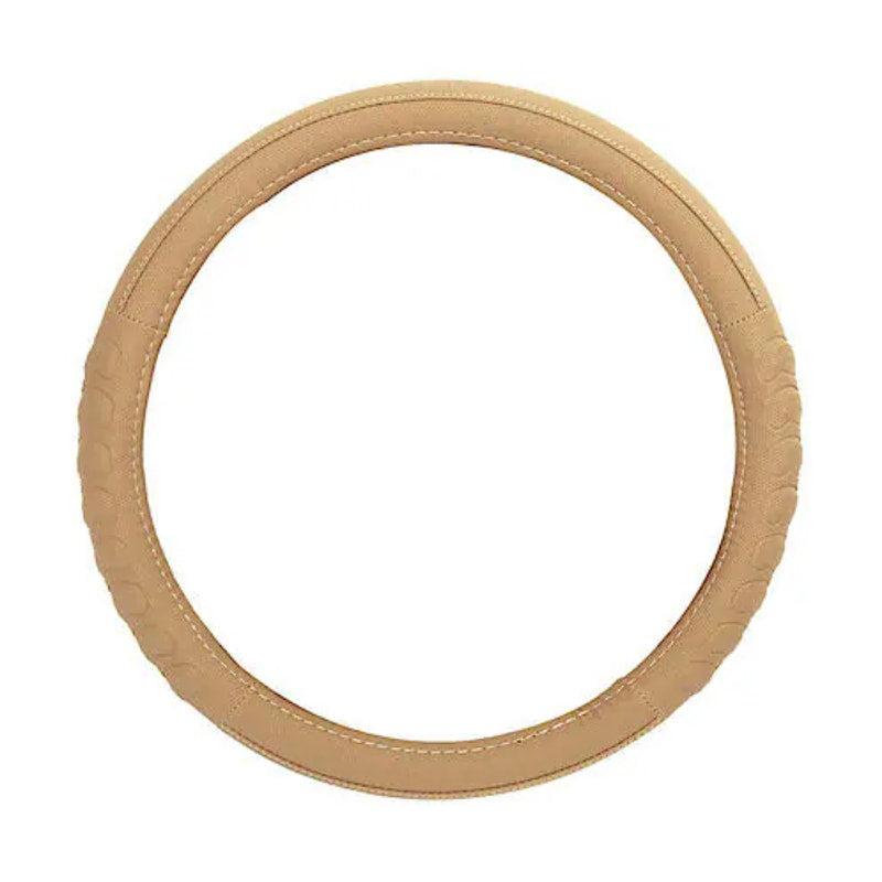 AutoCraft Action Grip Steering Wheel Cover Tan Faux Leather, Fits 14.5" - 15"