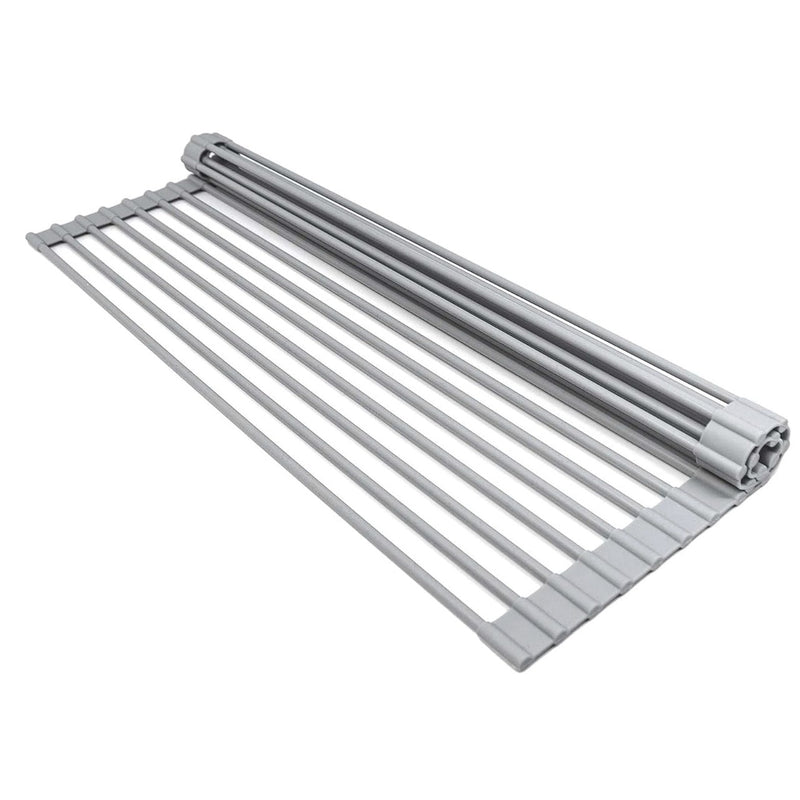 HMDCCER Over Sink Dish Drying Rack, Foldable, Silicone, Dishwasher Safe - Grey