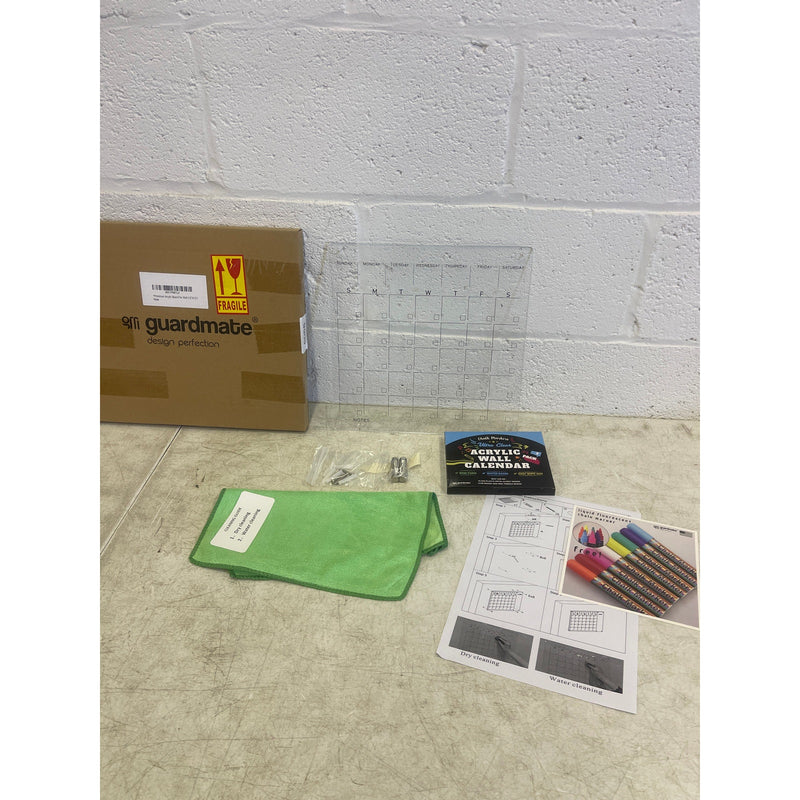 Guardmate Acrylic Wall Calendar 12" X 12" Clear Glass Calendar Whiteboard