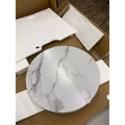 Tribesigns Round End Table, 26" Tall Sofa Side Table, Faux Marble Top, READ