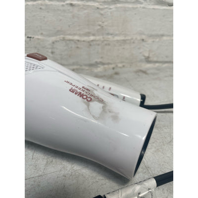 Conair Hair Blow Dryer, Double Ceramic w/ Ionic Conditioning, Travel Size. White