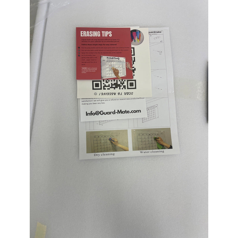 Month / Year Calendar Glass Dry-Erase Board 40" x 26" Wall-Mount with Markers