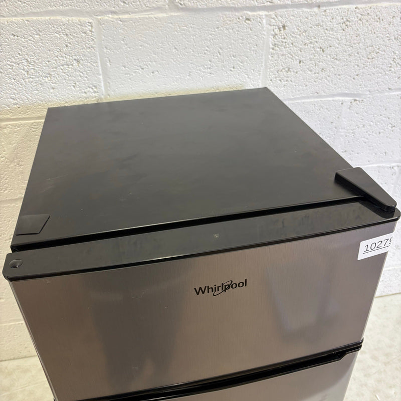 Whirlpool 3.1cu ft Mini Refrigerator & Freezer, Stainless Steel 2 Shelfs, Ding /Dent