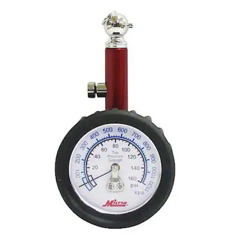 Milton Industries Single Head Chuck Dial Tire Gauge, Tire Pressure, 0-160 PSI