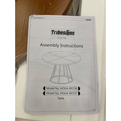 Tribesigns Round Dining Table 47" Kitchen Table Gold Metal Base 2-Tone Brown Top