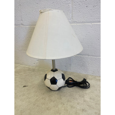 16" Soccer Ball Lamp Base with White Shade, Corded Electric. SEE DETAILS