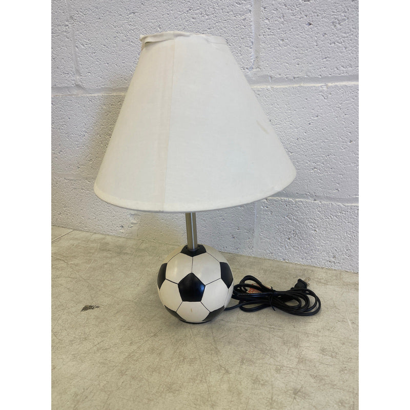 16" Soccer Ball Lamp Base with White Shade, Corded Electric. SEE DETAILS