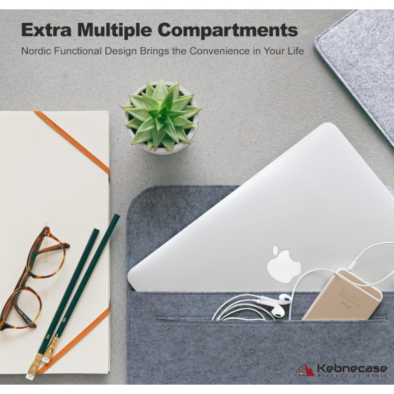 Kebnecase Nordic Stylish 12" Laptop Sleeve/Laptop case/Computer Bag Grey Felt