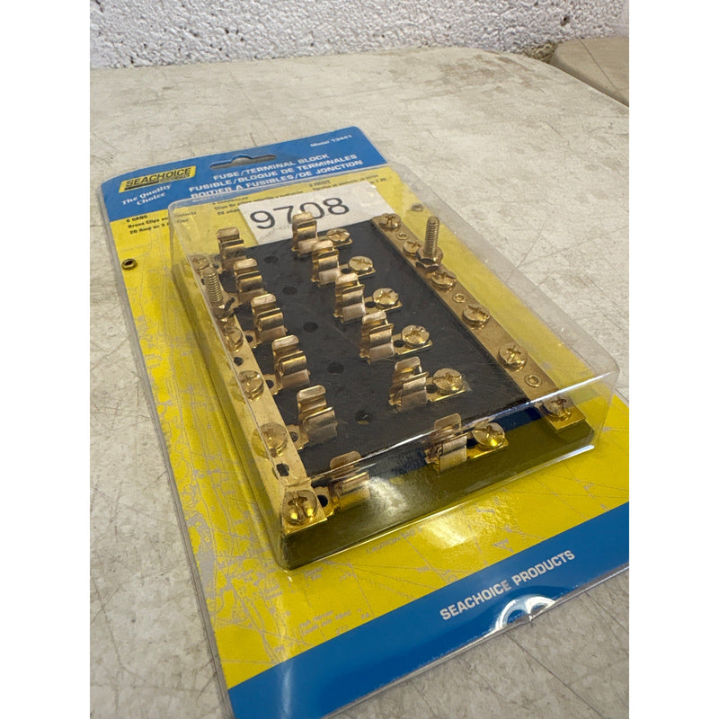 Seachoice Products 13441 6-Gang Fuse & Terminal Block, Brass Clips & Contacts
