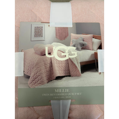 UGG Millie Plush Reversible Quilt Set, 1 Quilt & 1 Sham, Twin - Pink Shell
