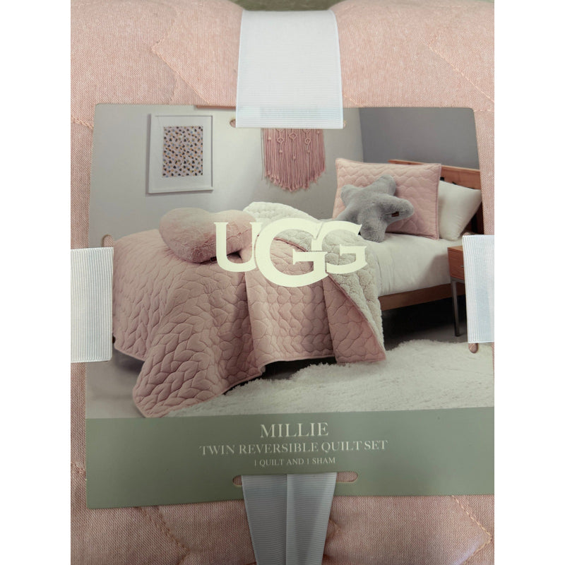 UGG Millie Plush Reversible Quilt Set, 1 Quilt & 1 Sham, Twin - Pink Shell