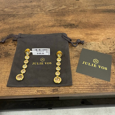 Julie Vos Rainbow Tier Earring, 24K Gold Plated, Champagne Radiance - Pink Green