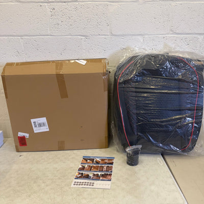 Chezope Full Set Leather Seat Covers Universal Fit for Most Vehicles - Black/Red