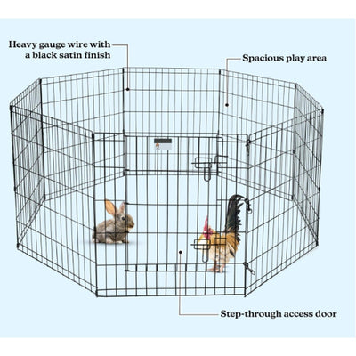 Dog Playpen with 8-Panels 24x30in Foldable Metal Exercise Puppy Play Pen