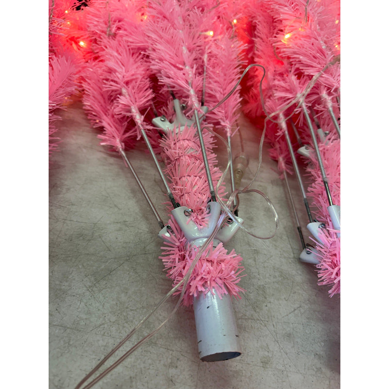 7.5ft Pre-Lit Pink Christmas Tree with Remote, Metal Base & Bright White Lights